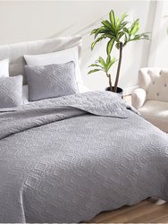 Ivy 3 Piece Scalloped Bedspread Set - Gray