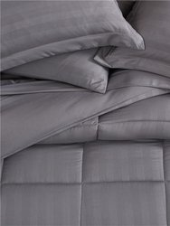 Maple Dobby Stripe 8 Piece Bed in a Bag Comforter Set - Charcoal Gray