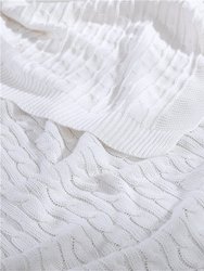 Oak 100% Cotton Cable Knitted 50" x 70" Throw - White