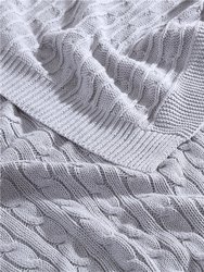 Oak 100% Cotton Cable Knitted 50" x 70" Throw - Gray