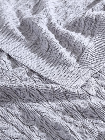 The Nesting Company Oak 100% Cotton Cable Knitted 50" x 70" Throw product