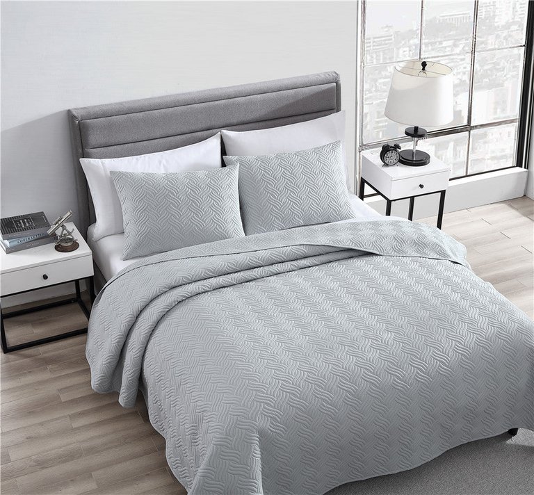 Willow 3 Piece Quilt Set - Grey