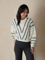 Apres Chevron Sweater - Cream/Forest