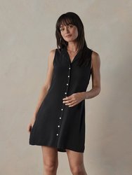 Aria Crepe Lapel Dress - Black