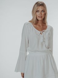 Bell Sleeve Mini Dress - White