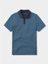 Color Block Performance Polo - Mineral Blue-Navy