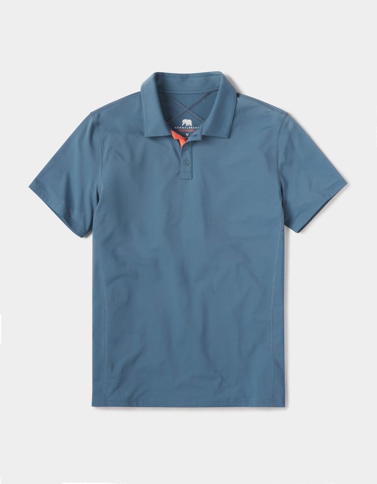 Cross-Back Seamed Performance Polo - Mineral Blue