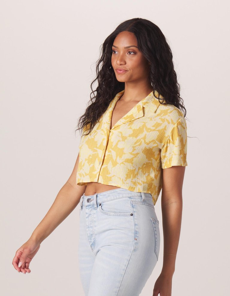 Ezra Crepe Cropped Shirt - Cliff Rose Print