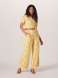 Ezra Crepe Wide Leg Pant - Cliff Rose Print