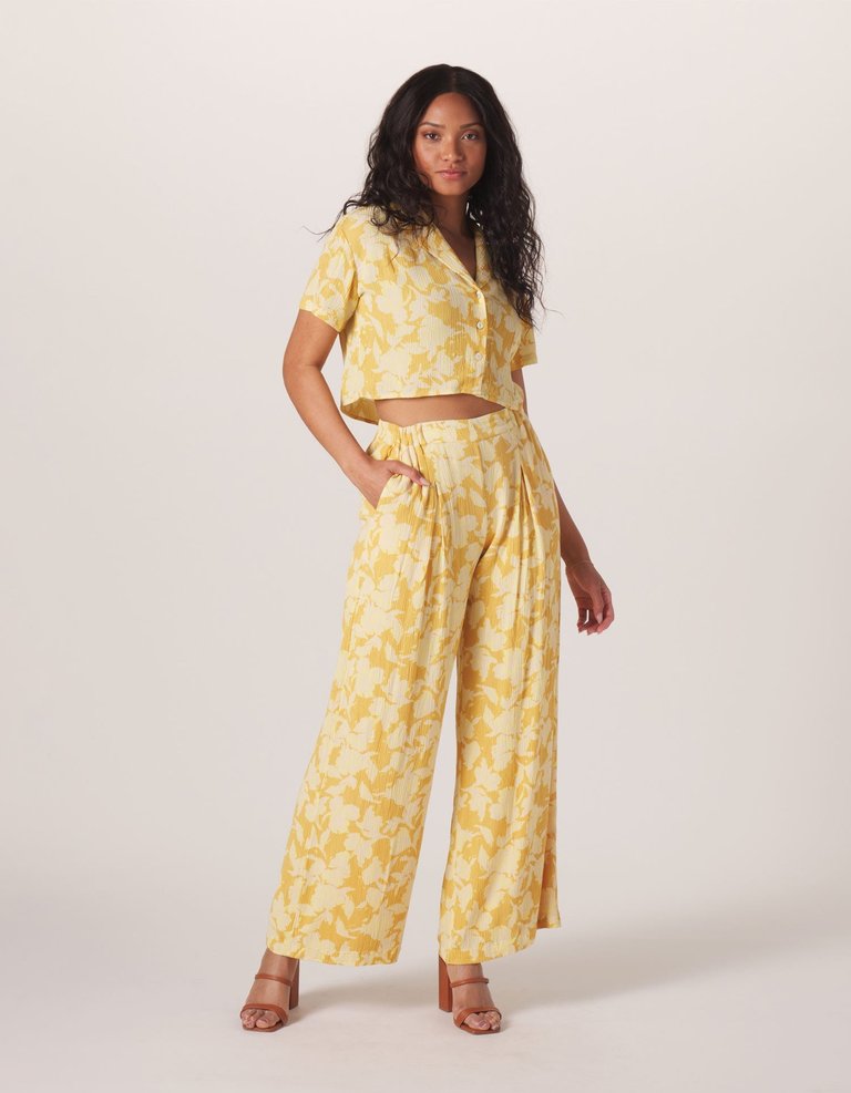 Ezra Crepe Wide Leg Pant - Cliff Rose Print