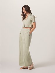 Ezra Crepe Wide Leg Pant - Sage