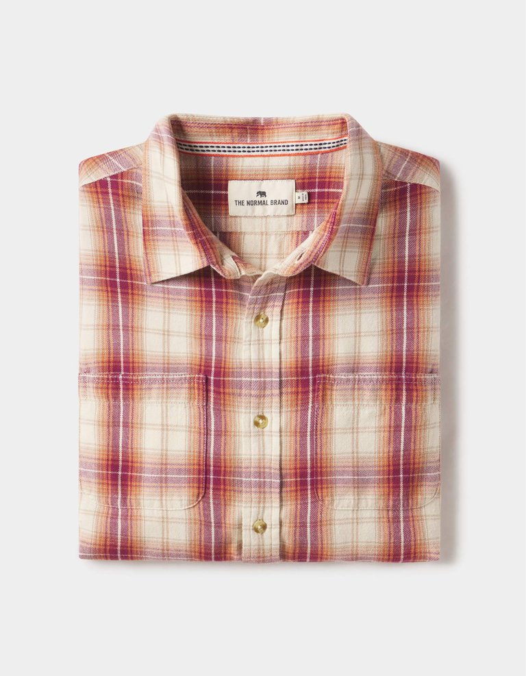 Jackson Button Up Shirt - Wine Plaid