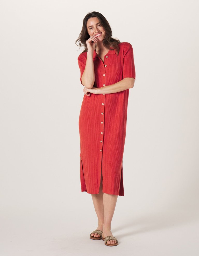 Jolene Knit Polo Dress - Cayenne