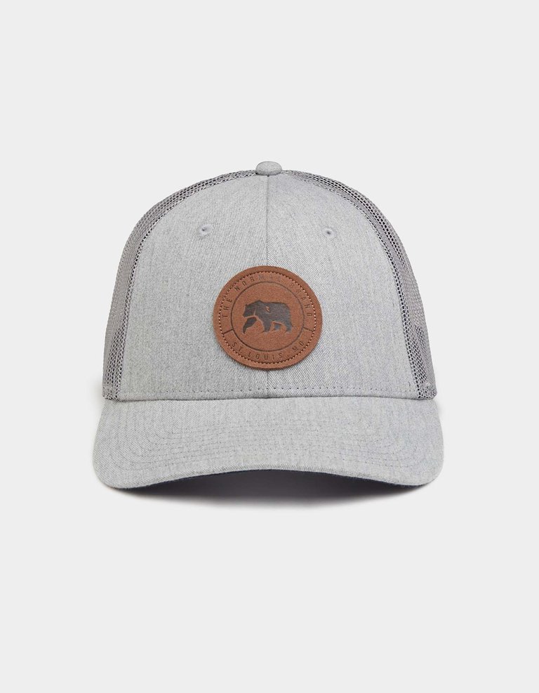Leather Patch Trucker Cap - Grey
