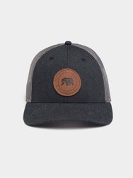 Leather Patch Trucker Cap - Charcoal