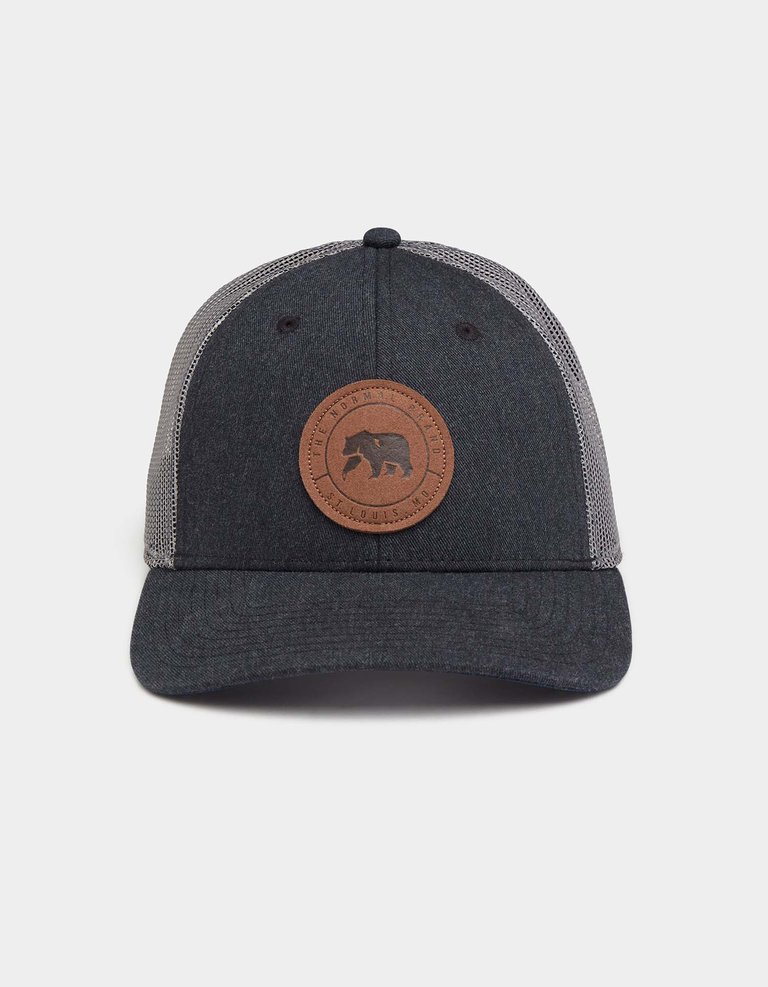 Leather Patch Trucker Cap - Charcoal