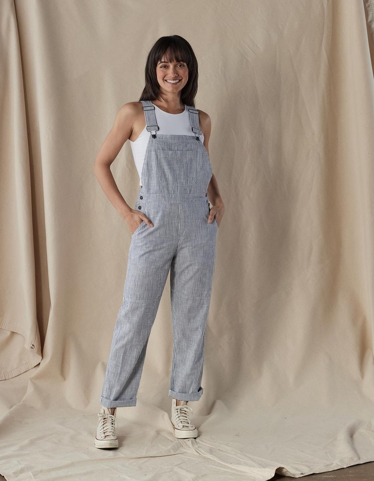 Lived-In Cotton Canteen Overall - Navy Railroad Stripe