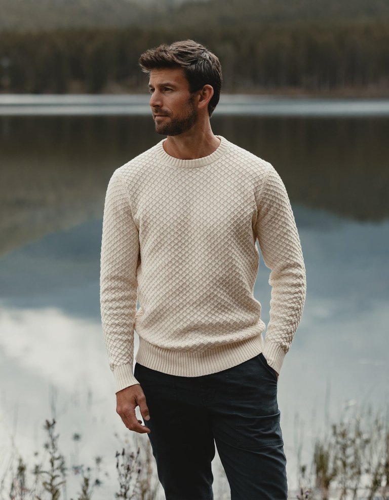 Pique Stitch Crew Sweater - Ivory