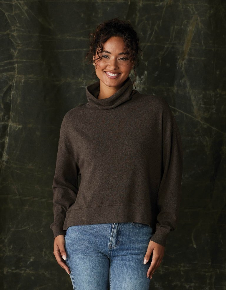 Puremeso Funnel Neck Pullover In Java - Java