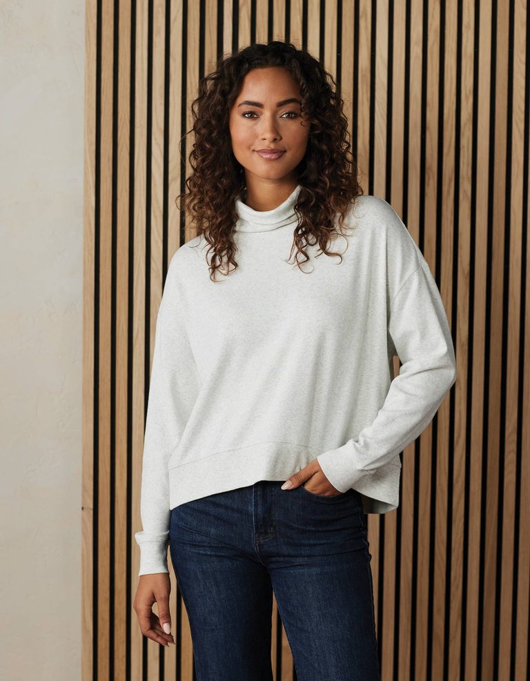 Puremeso Funnel Neck Pullover In Stone - Stone