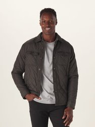 Quilted Sherpa Lined Shacket - Dark Forest