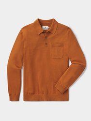 Robles Knit Long Sleeve Polo T Shirt - Almond
