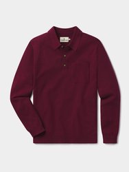 Robles Knit Long Sleeve Polo T Shirt - Wine