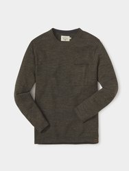 Roll Hem Pocket Crew Sweater - Green