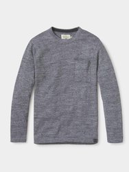Roll Hem Pocket Crew Sweater - Grey