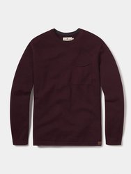 Roll Hem Pocket Crew Sweater - Burgundy