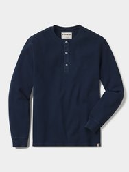 Vintage Thermal Henley T-Shirt - Dark Indigo