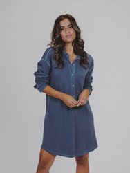 Vintage Thermal Shirt Dress - Vintage Blue