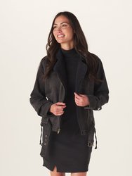 Women's Denim Moto Jacket - Black