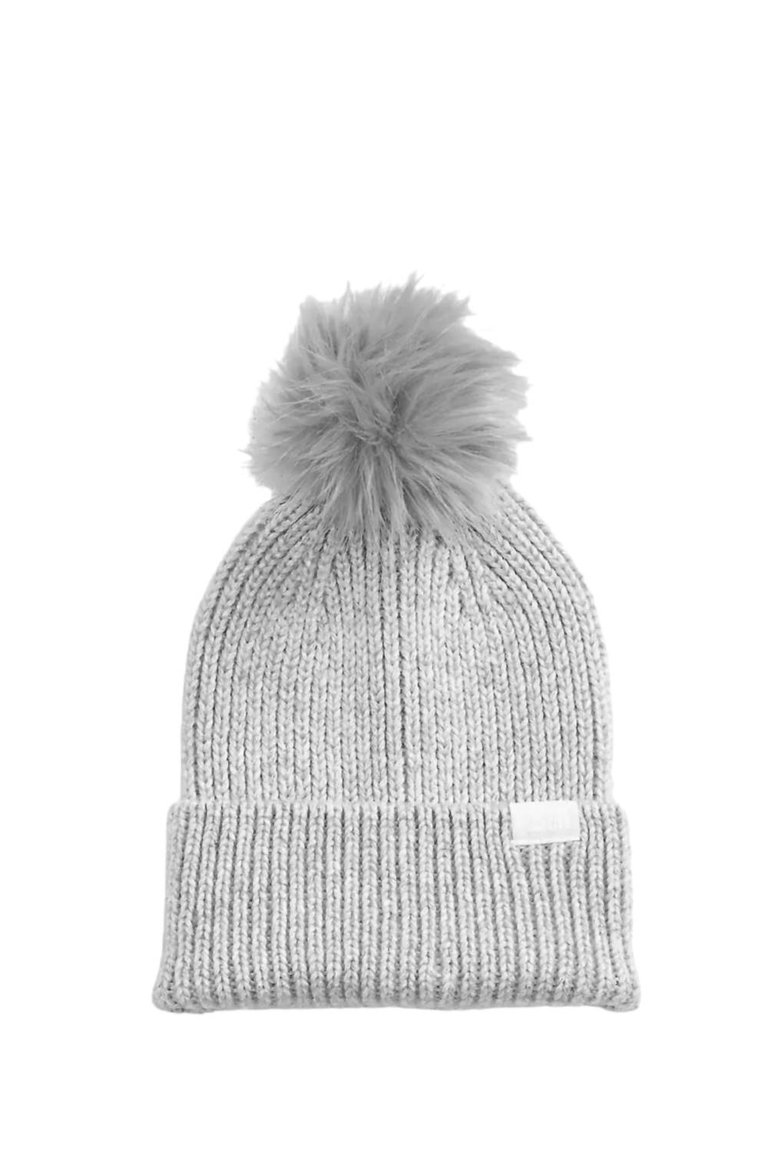 Airspun Pom Beanie In Light Grey Heather - Light Grey Heather