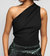 One Shoulder Tank In Jet Black