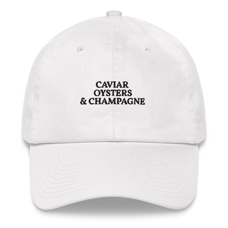 Caviar, Oysters & Champagne - Embroidered Cap - White