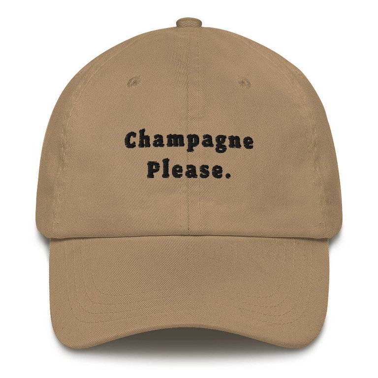 Champagne Please. - Embroidered Cap - Khaki