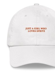 Just A Girl Who Loves Spritz - Embroidered Cap - White