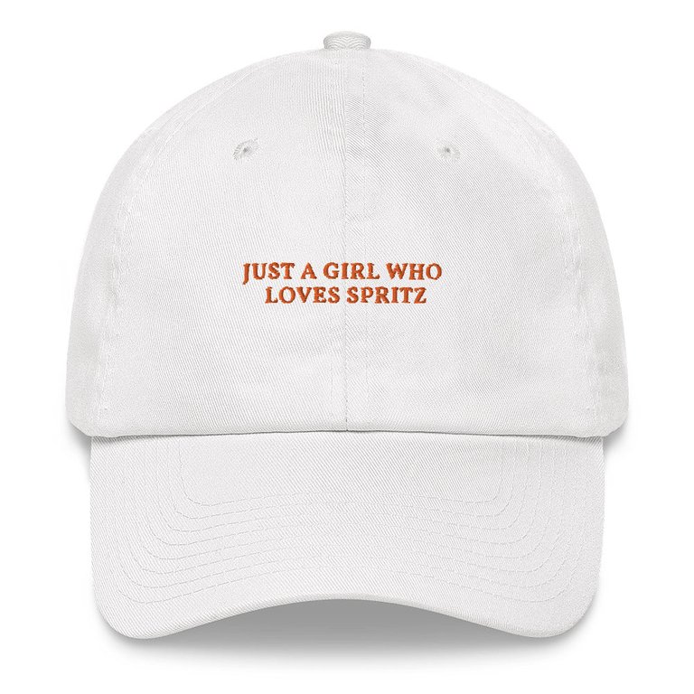 Just A Girl Who Loves Spritz - Embroidered Cap - White