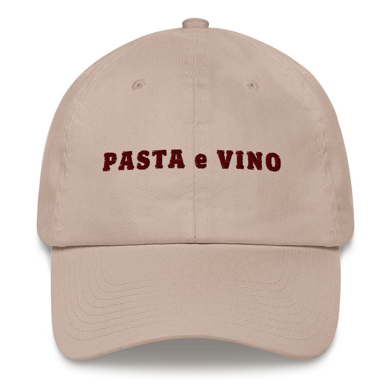 Pasta E Vino Embroidered Cap - Stone