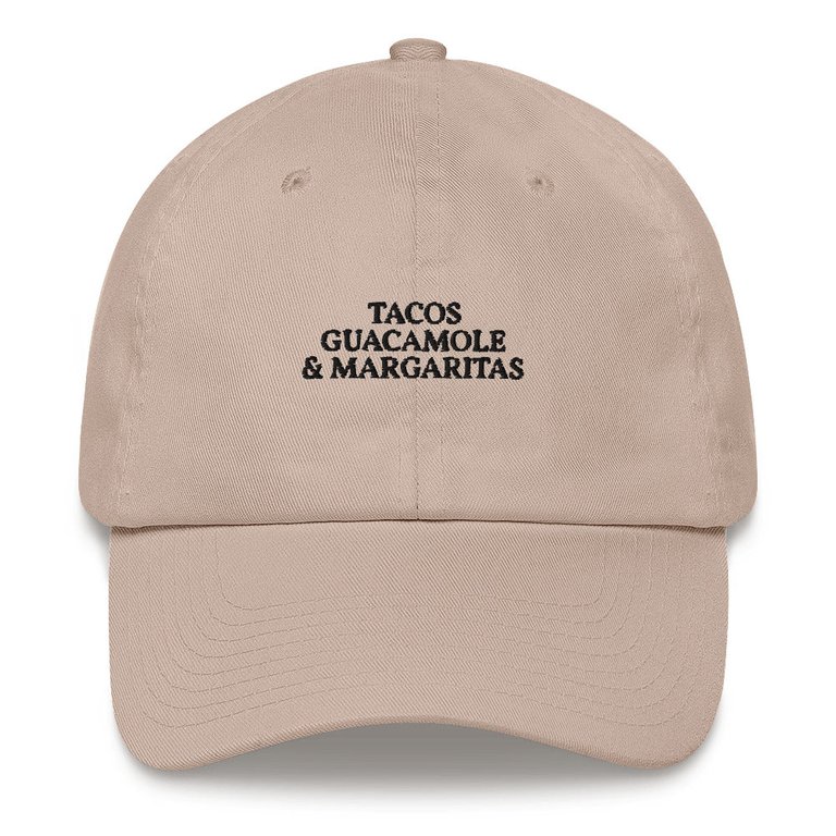 Tacos, Guacamole & Margaritas - Embroidered Cap - Stone