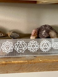 7 Chakras Engraved Polished Selenite Cleansing Plate