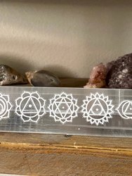 7 Chakras Engraved Polished Selenite Cleansing Plate