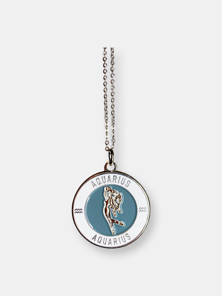 Aquarius Enamel Zodiac Pendant - Blue