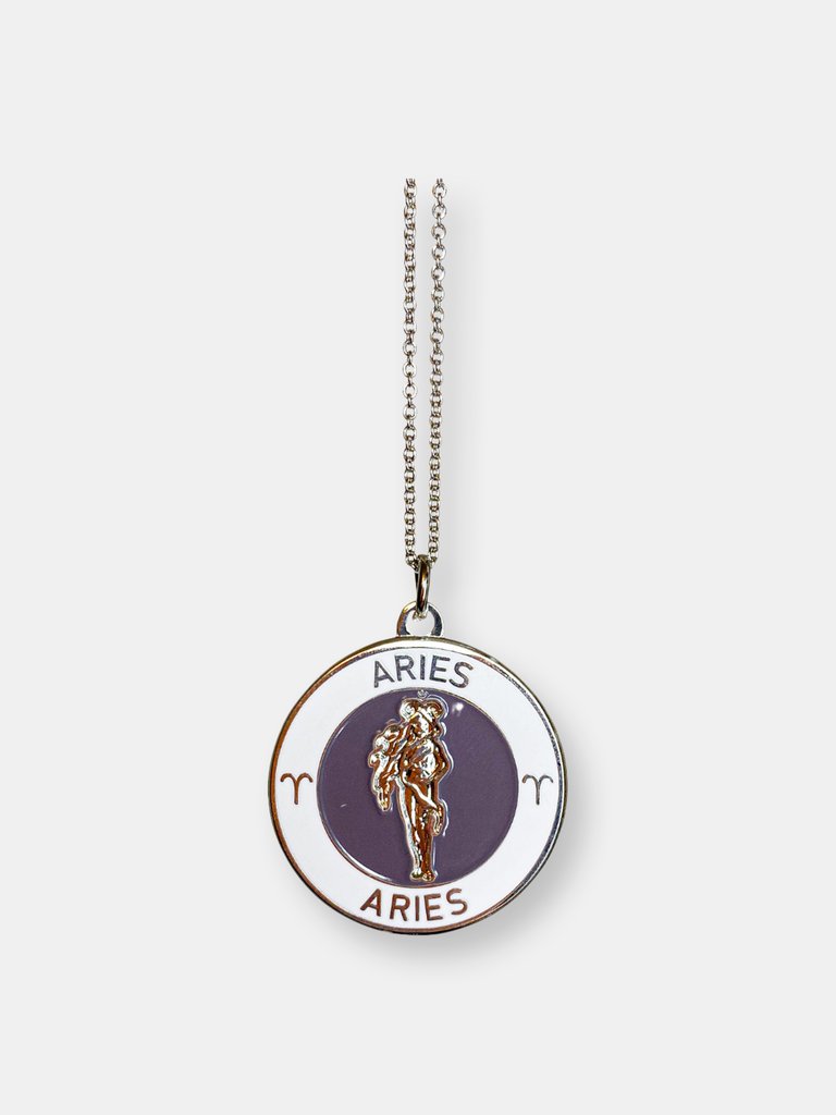 Aries Enamel Zodiac Pendant - Plum