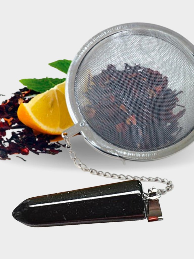 Black Onyx Crystal Gemstone 2-Inch Tea Ball Infuser