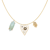 Celestial Dainty Interchangeable Charm Necklace - Amazonite, Enamel Celestial Heart and Hamsa Hand Charm - Gold