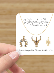 Cosmic Cowgirl Interchangeable Charm Necklace - 3 Charms - 24K Gold