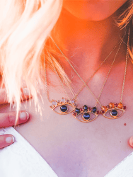Delicate Guidance - Pink Tourmaline 14K Gold Evil Eye Necklace