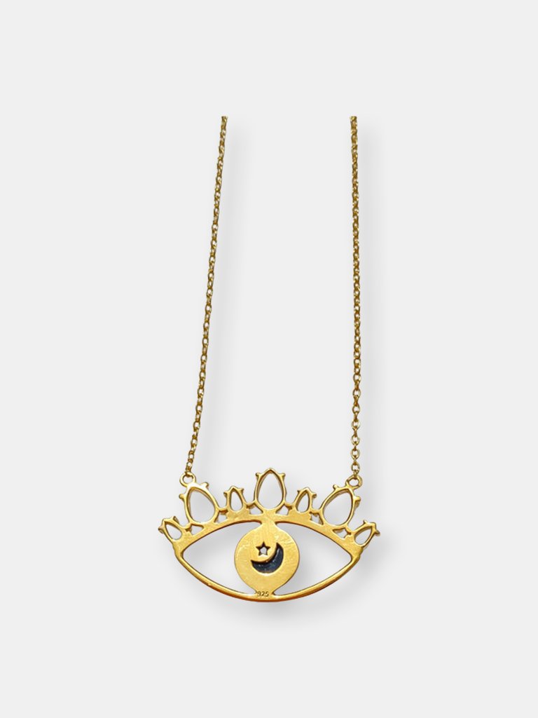 Genuine Honesty - Blue Sapphire  14K Gold Evil Eye Necklace